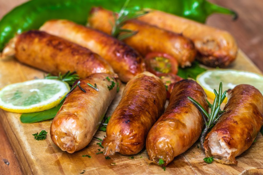 Small pieces of cooked meat