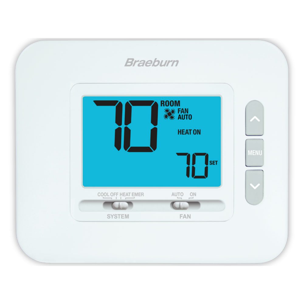Braeburn 1220 Non-Programmable Dual Powered Thermostat, 2H/2C
