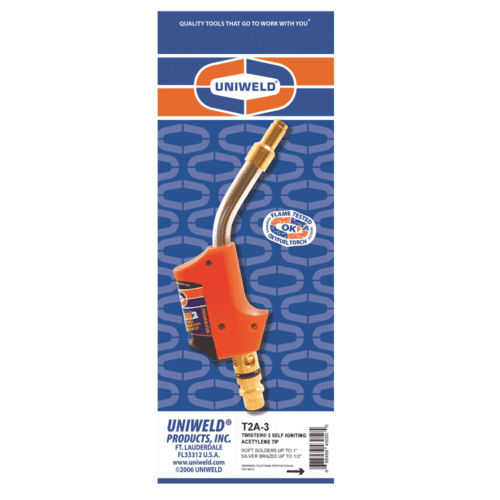 Uniweld t2a-3 twister 2 self igniting acetylene tip, up to 1in soldering & up to 1/2in brazing