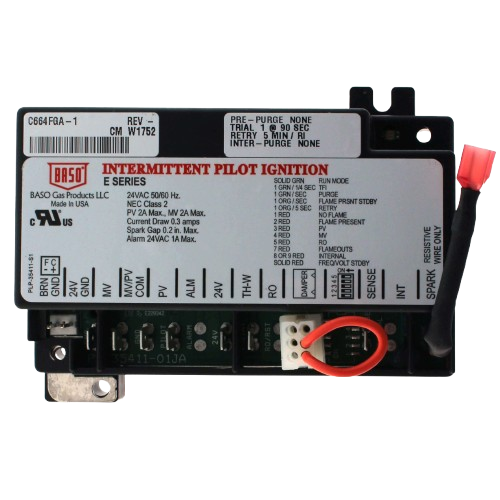 Baso Gas Products C664Fga‑1C – 24 V Intermittent-Pilot Ignition Control Module 1 C664fga-1c baso gas products accessories jackson systems 19842
