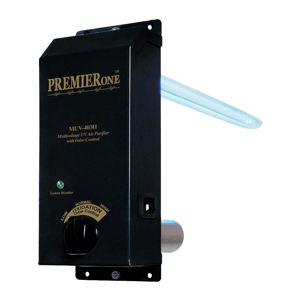 Premierone Muv-403H White Multi-Voltage Oxidizing Uvc Air Purifier System – Dual Lamp Hvac Uv Light With Odor Control, 120–240V, 140 Microwatt 1 Muv-403h-12/5-blank-wt premierone products, inc. Uv lights & replacement parts jackson systems 23593