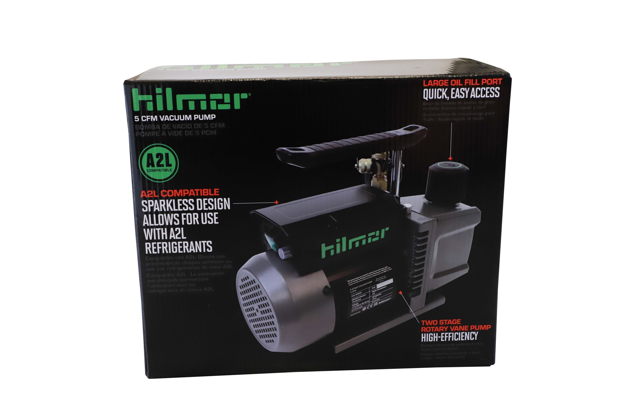 Hilmor 1948121 Two-Stage Rotary Vane Vacuum Pump, 5 Cfm, 25 Microns, With Oil 6 Hilmor 1948121 two-stage rotary vane vacuum pump, 5 cfm, 25 microns, with oil - image 6