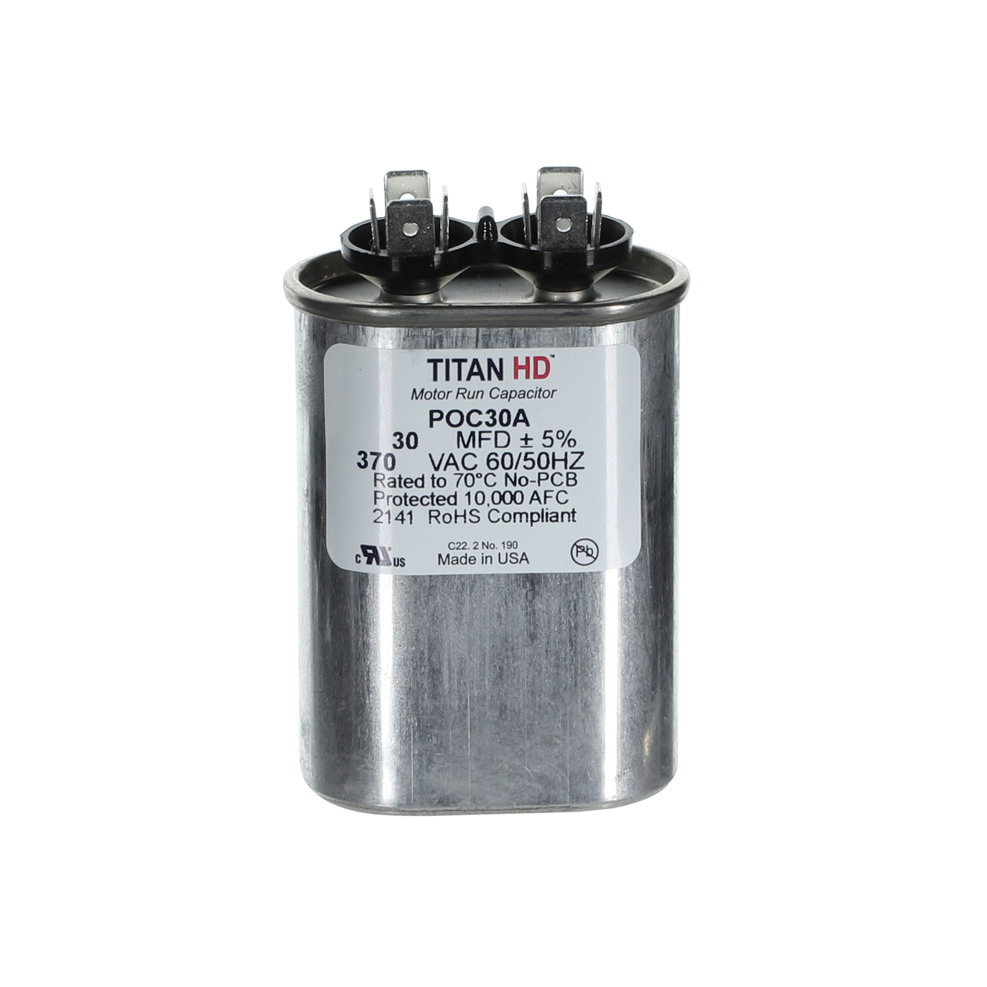Packard poc30a titan hd 30 mfd, 370v, oval run capacitor