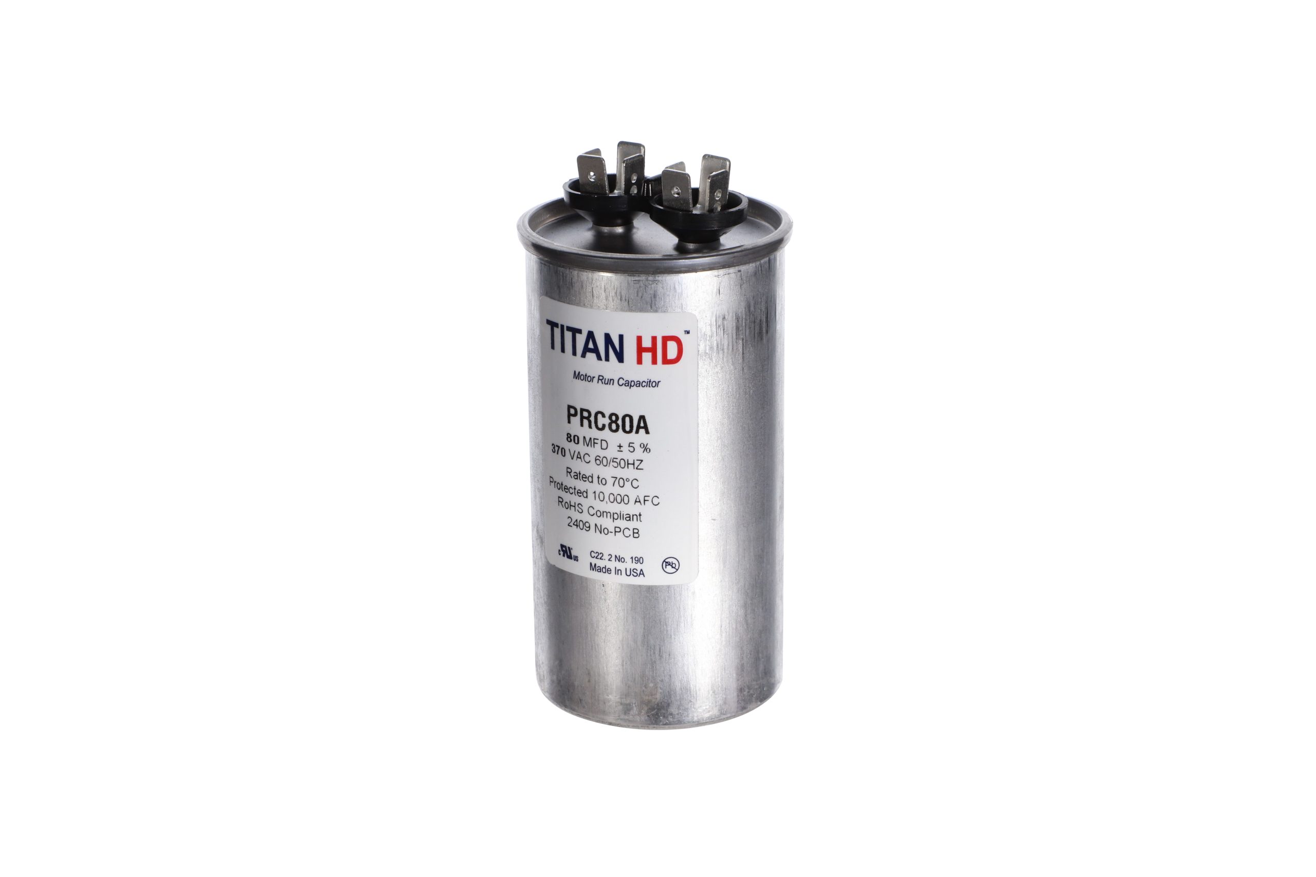 Packard Prc80A Titan Hd 80 Mfd, 370V, Round Run Capacitor 2 Packard prc80a titan hd 80 mfd, 370v, round run capacitor - image 2