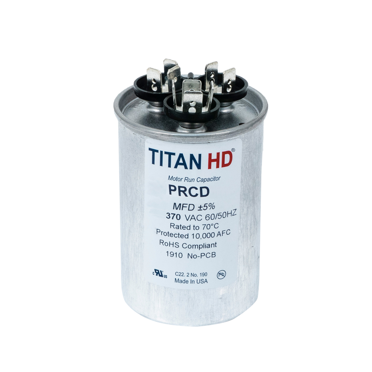 Packard Prcd453A Titan Hd 45+3 Mfd, 370V, Round Dual Run Capacitor 1 Packard prcd453a titan hd 45+3 mfd, 370v, round dual run capacitor