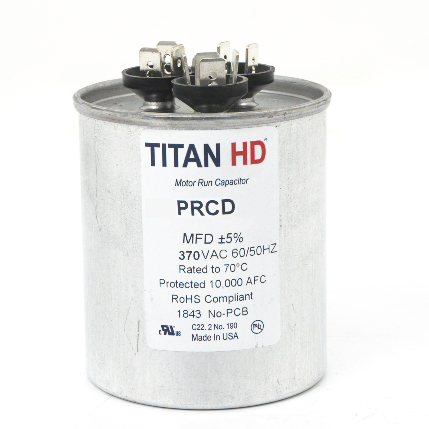 Packard Prcd805A Titan Hd 80+5 Mfd, 370V, Round Dual Run Capacitor 1 Packard prcd805a titan hd 80+5 mfd, 370v, round dual run capacitor