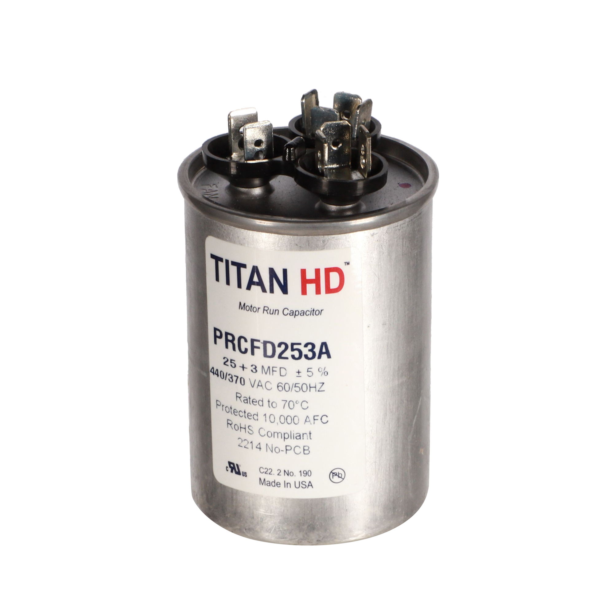 Packard Prcfd253A Titan Hd 3 Mfd, 440/370V, Round Run Capacitor 2 Packard prcfd253a titan hd 3 mfd, 440/370v, round run capacitor - image 2