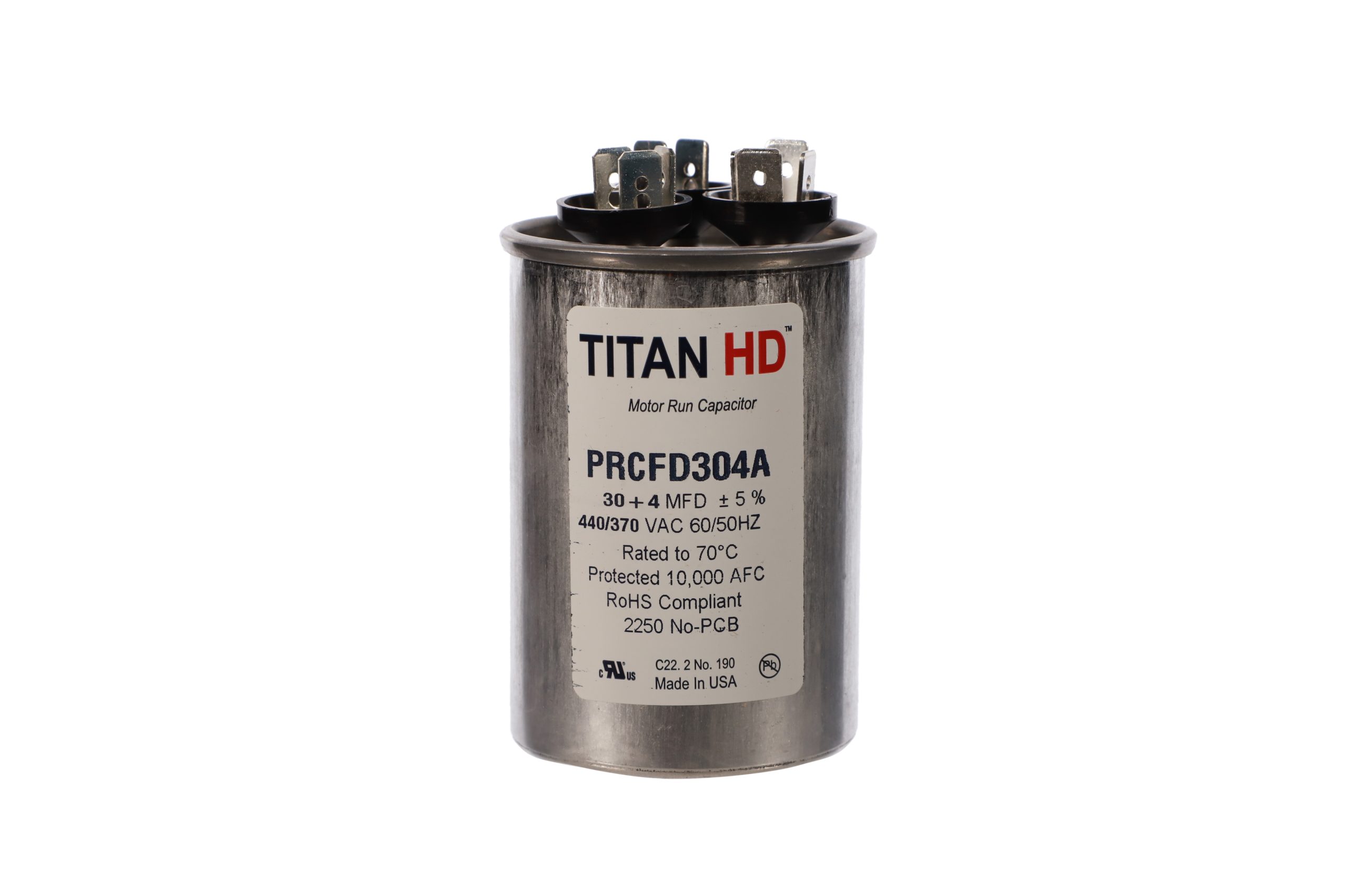 Packard Prcfd304A Titan Hd 30+4 Mfd, 440/370V, Round Dual Run Capacitor 2 Packard prcfd304a titan hd 30+4 mfd, 440/370v, round dual run capacitor - image 2