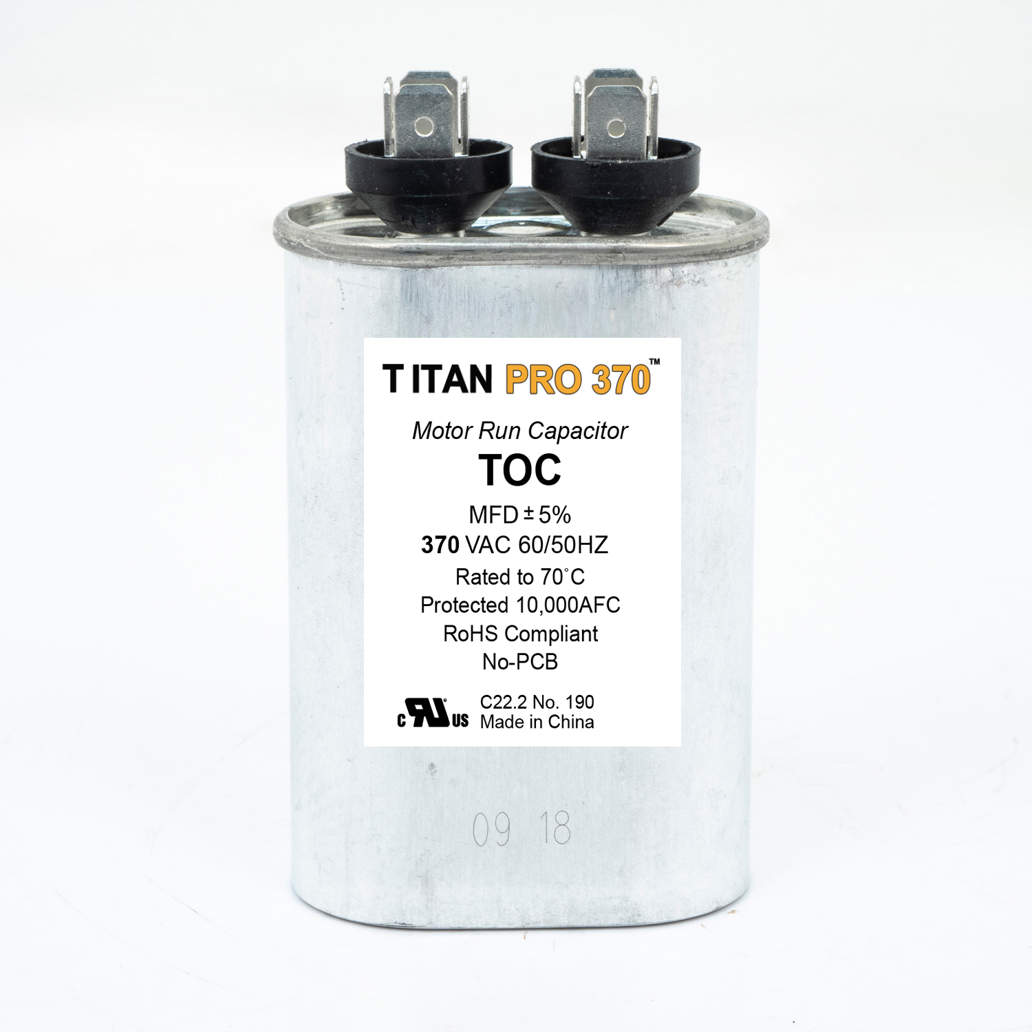 Packard Toc20 Titan Procap 20 Mfd, 370V, Oval Run Capacitor 1 Packard toc20 titan procap 20 mfd, 370v, oval run capacitor