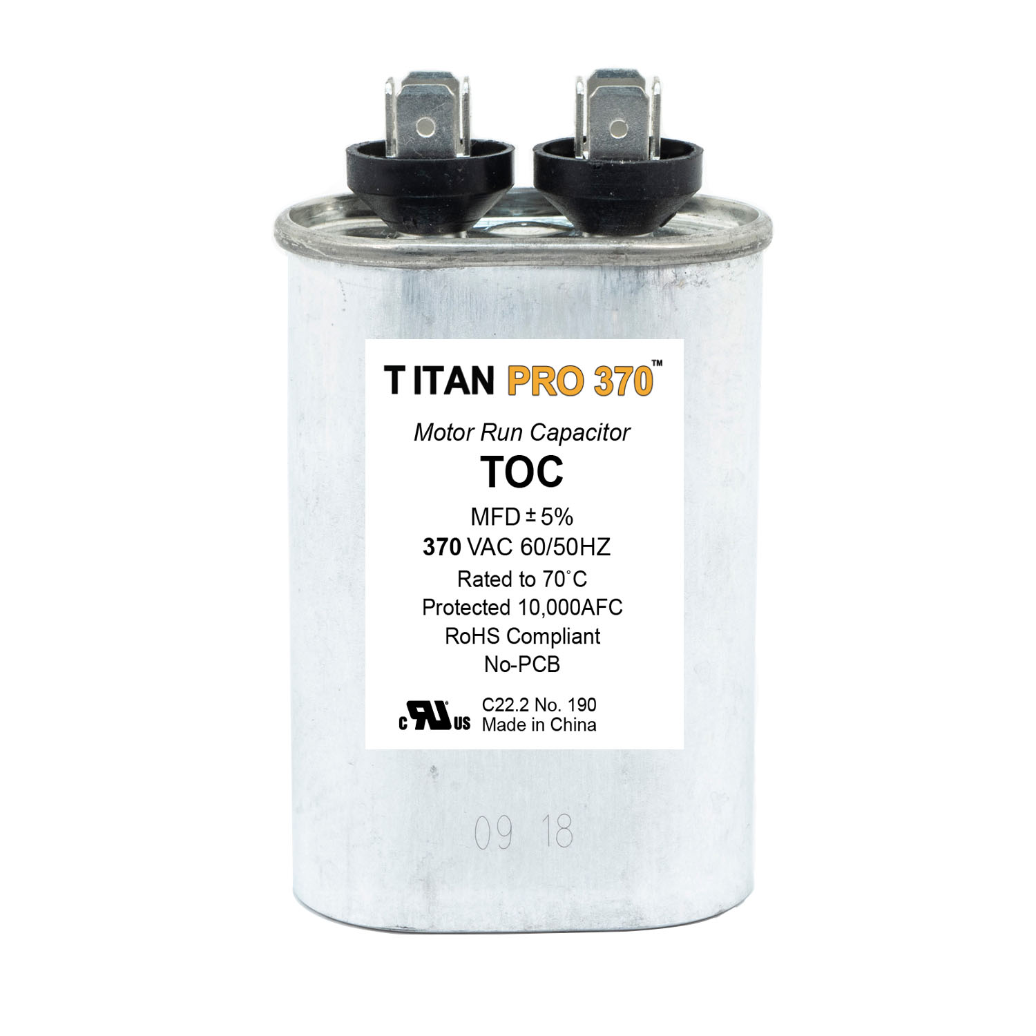 Packard Toc25 Titan Procap 25 Mfd, 370V, Oval Run Capacitor 1 Packard toc25 titan procap 25 mfd, 370v, oval run capacitor