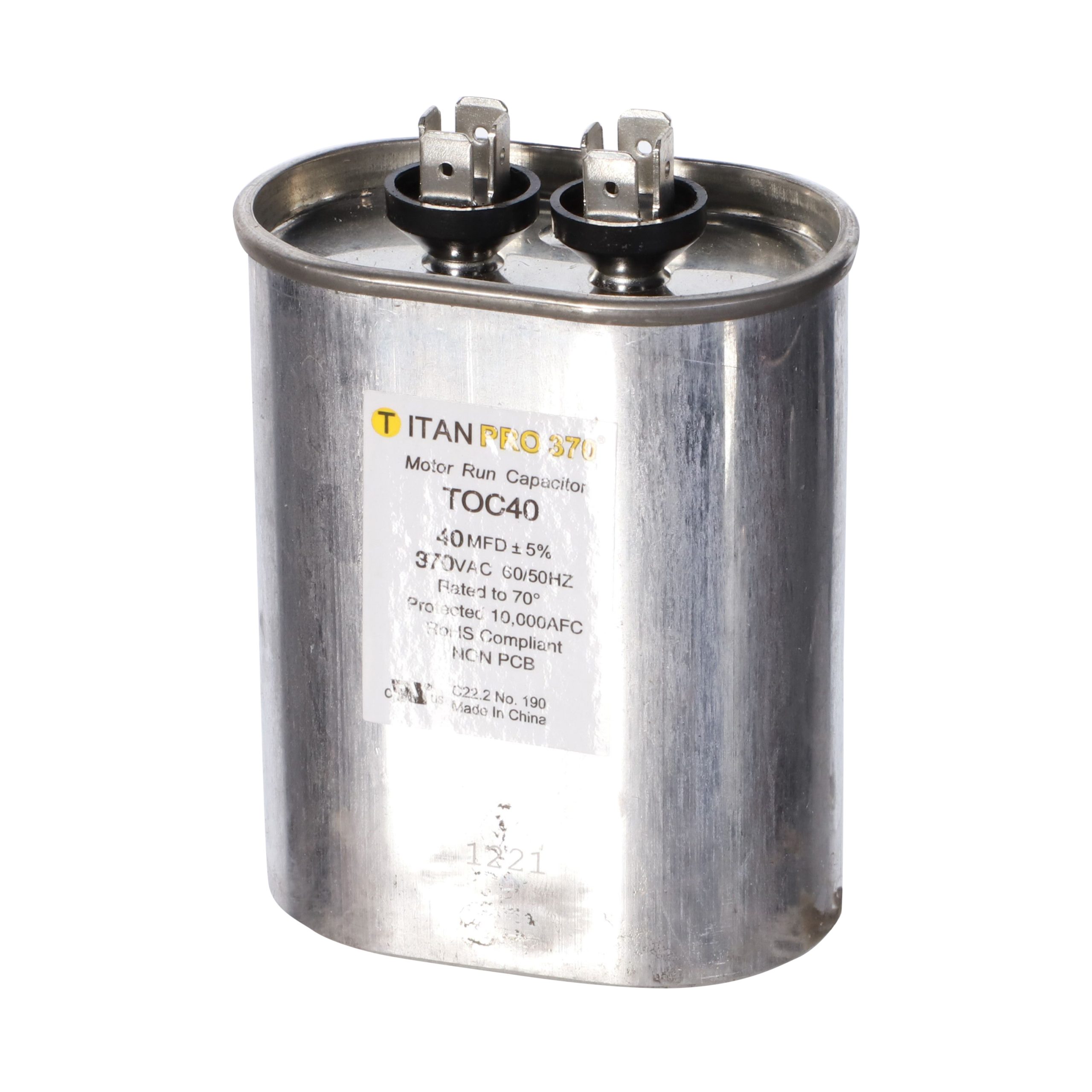Packard Toc40 Titan Procap 40 Mfd, 370V, Oval Run Capacitor 2 Packard toc40 titan procap 40 mfd, 370v, oval run capacitor - image 2