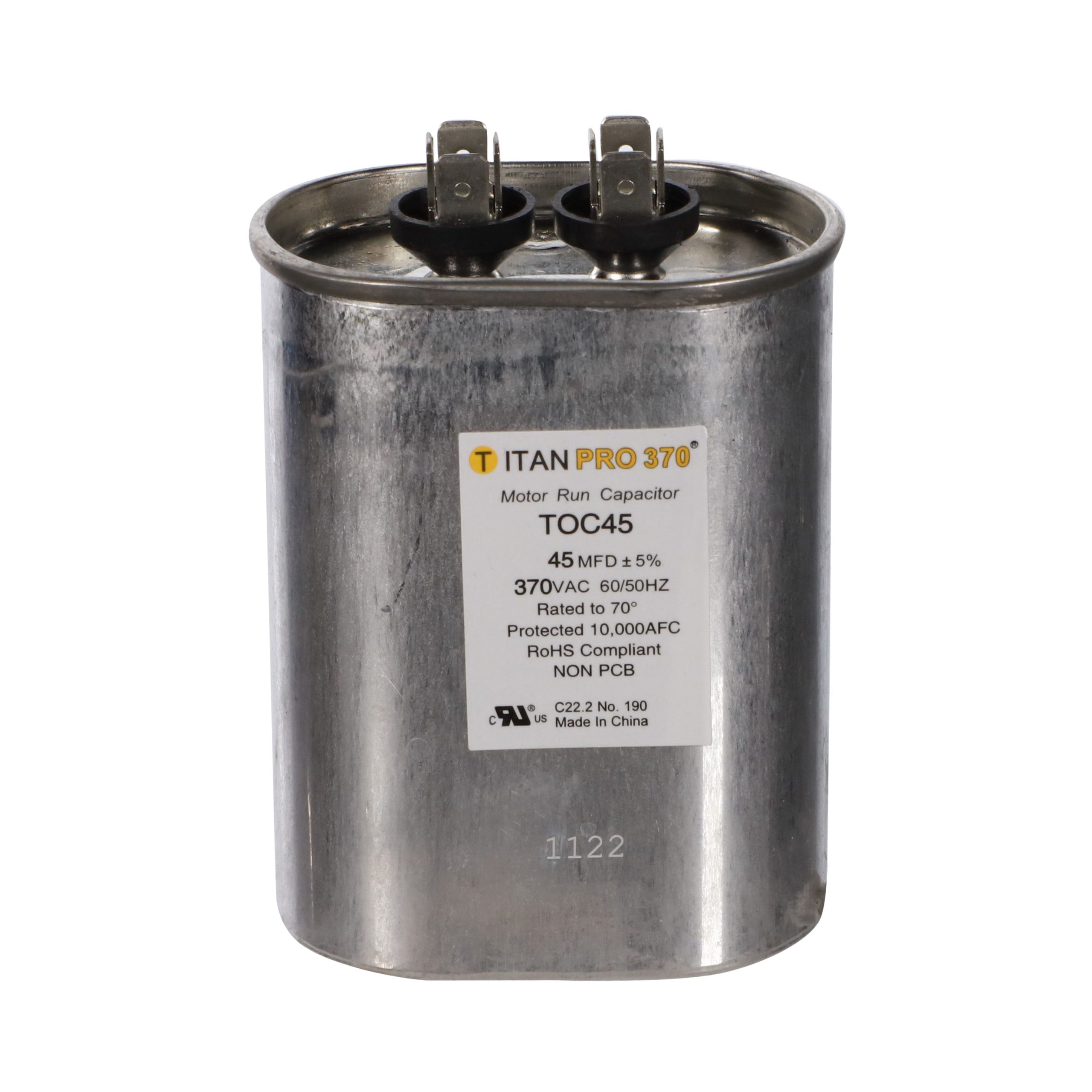 Packard Toc45 Titan Procap 45 Mfd, 370V, Oval Run Capacitor 1 Packard toc45 titan procap 45 mfd, 370v, oval run capacitor
