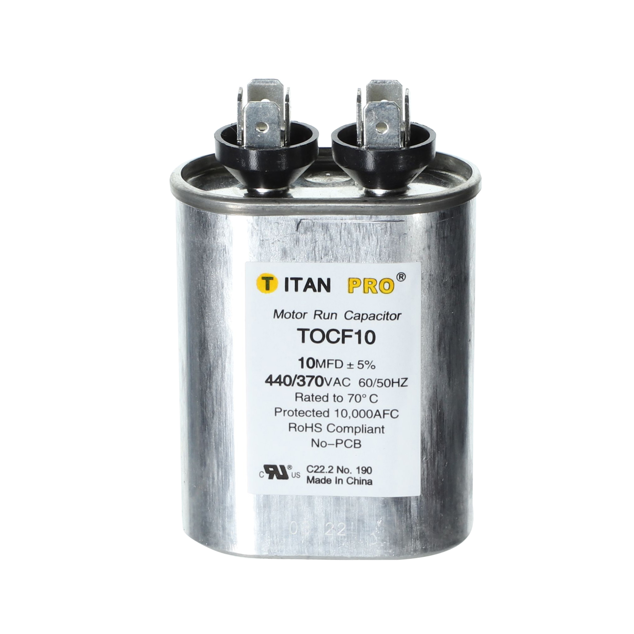 Packard Tocf10 Titan Procap 10 Mfd, 440/370V, Oval Run Capacitor 1 Packard tocf10 titan procap 10 mfd, 440/370v, oval run capacitor