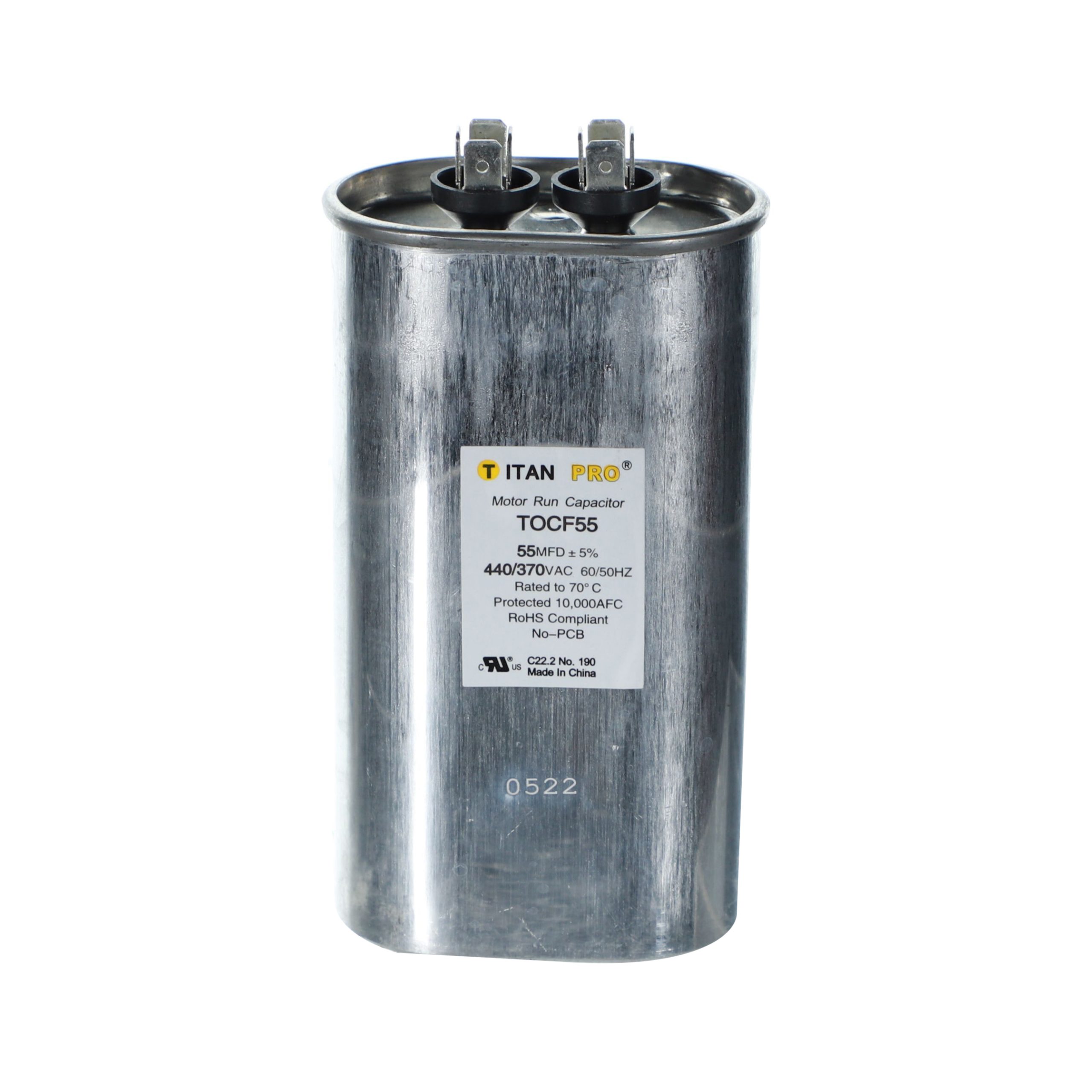 Packard Tocf55 Titan Procap 55 Mfd, 440/370V, Oval Run Capacitor 1 Packard tocf55 titan procap 55 mfd, 440/370v, oval run capacitor