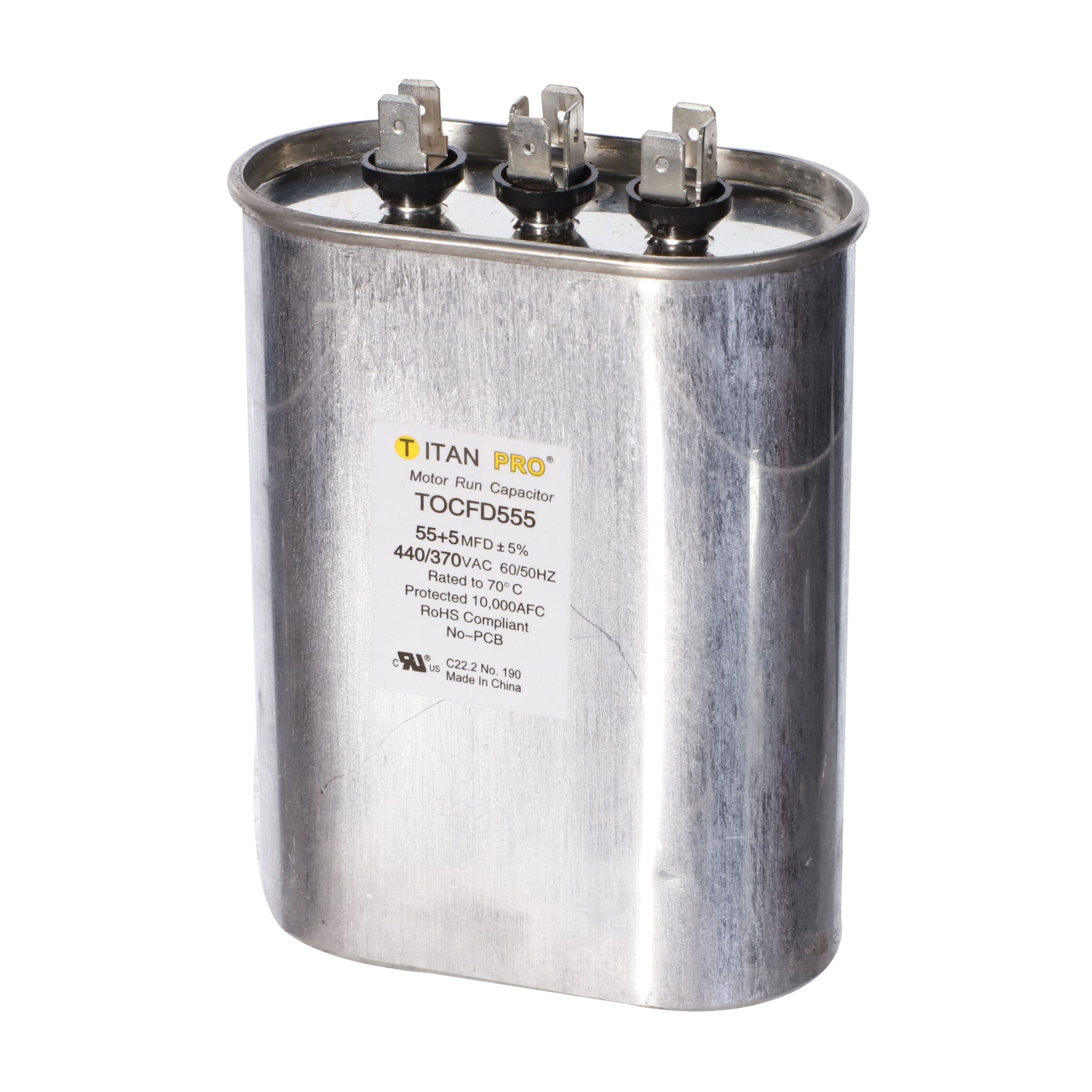 Packard tocfd555 titan procap 55+5 mfd, 440/370v, oval dual run capacitor - image 2