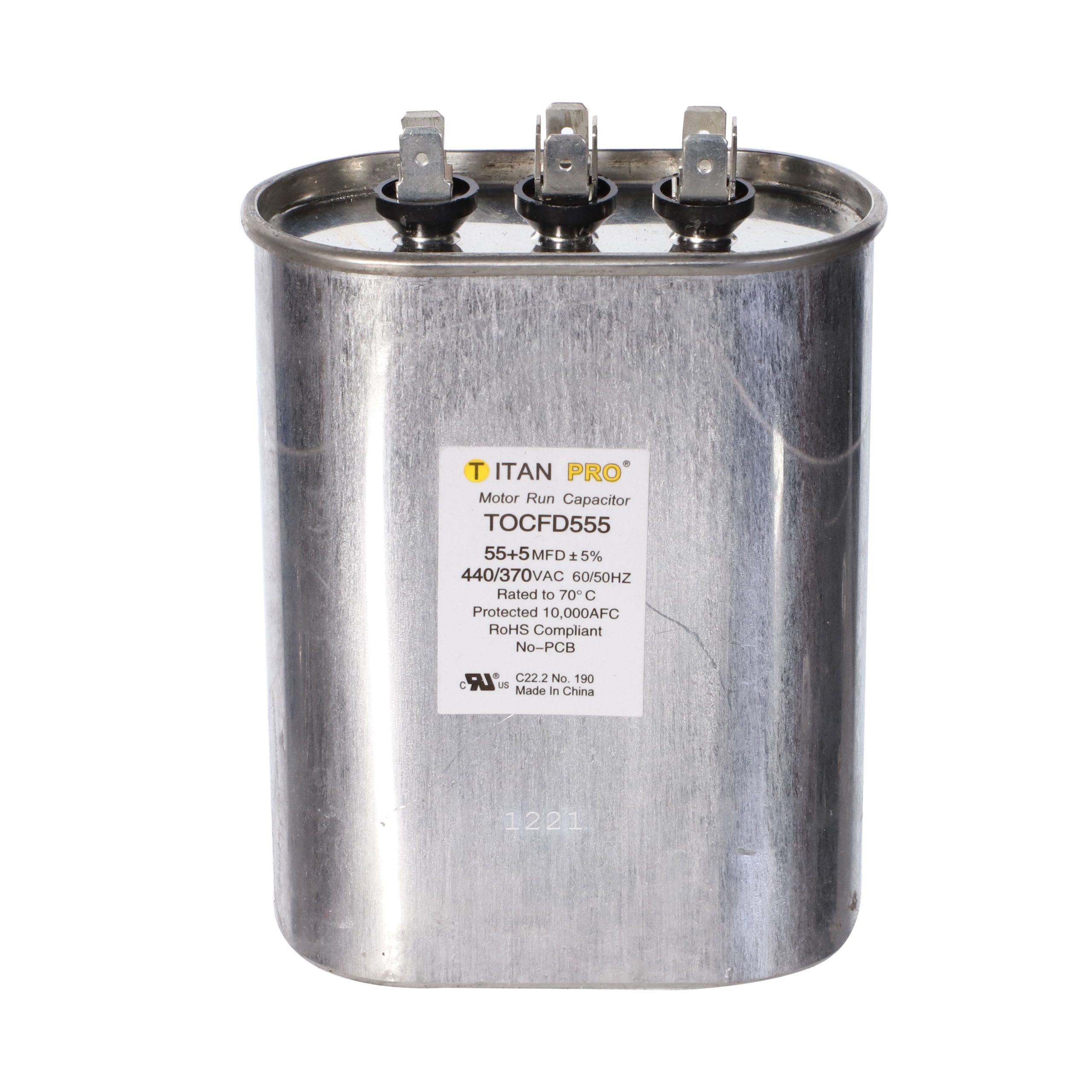Packard tocfd555 titan procap 55+5 mfd, 440/370v, oval dual run capacitor