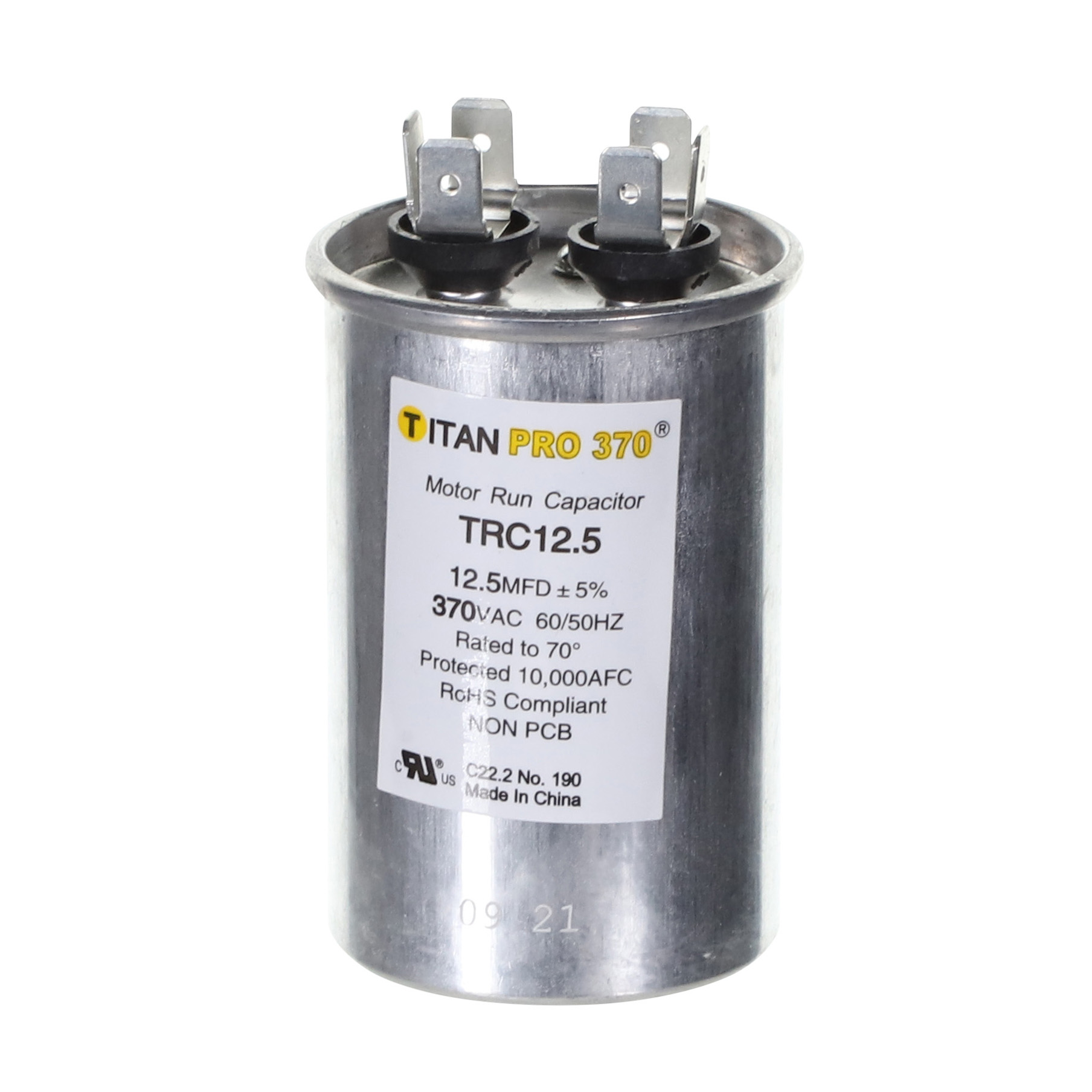 Packard Trc12.5 Titan Procap 12.5 Mfd, 370V, Round Run Capacitor 2 Packard trc12. 5 titan procap 12. 5 mfd, 370v, round run capacitor - image 2
