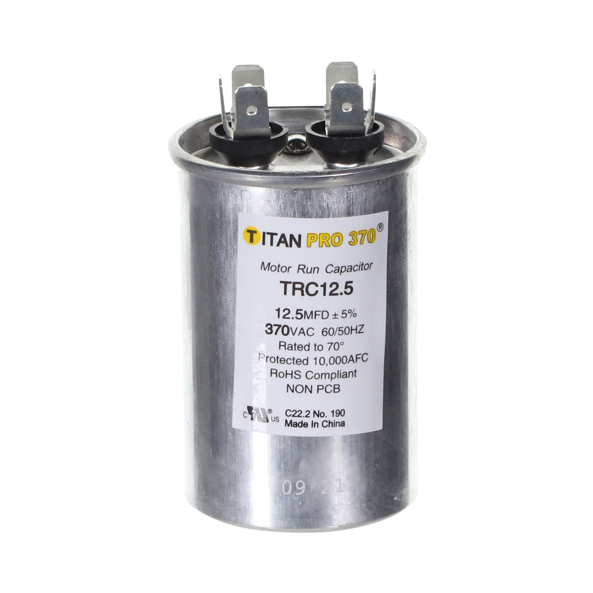 Packard Trc12.5 Titan Procap 12.5 Mfd, 370V, Round Run Capacitor 1 Packard trc12. 5 titan procap 12. 5 mfd, 370v, round run capacitor