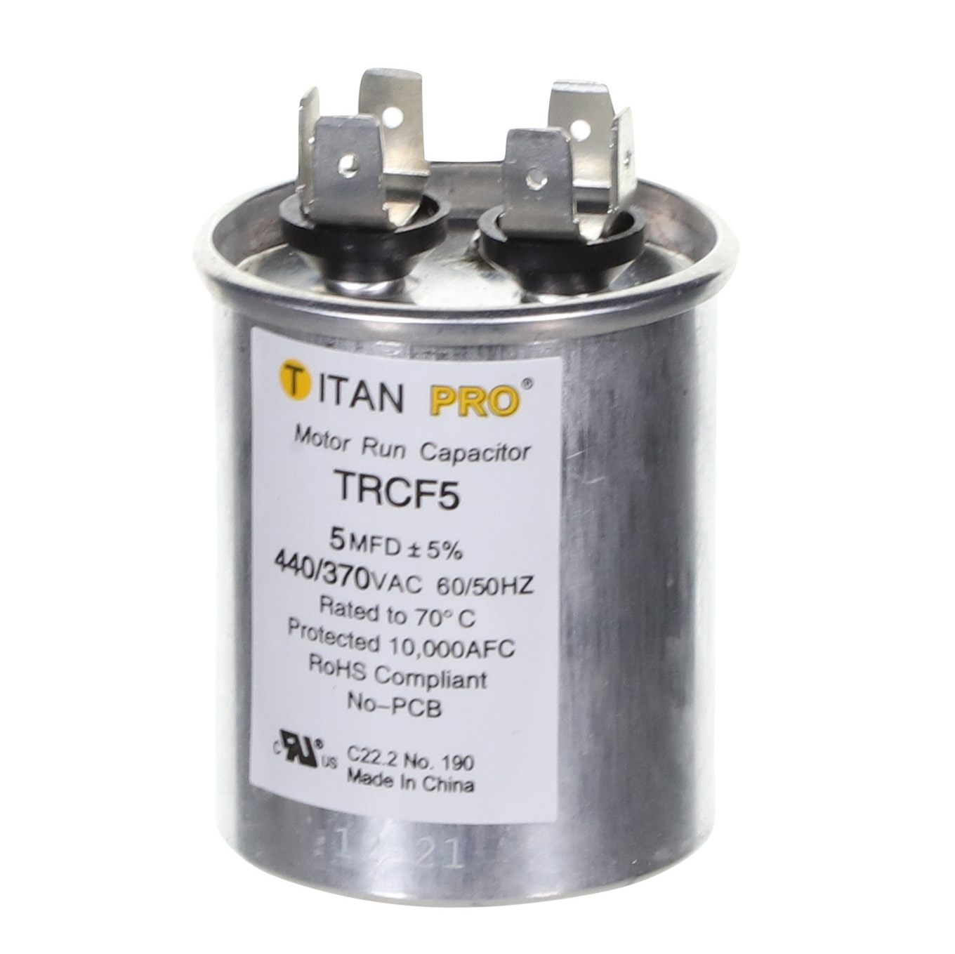 Packard Trcf5 Titan Procap 5 Mfd, 440/370V, Round Run Capacitor 2 Packard trcf5 titan procap 5 mfd, 440/370v, round run capacitor - image 2