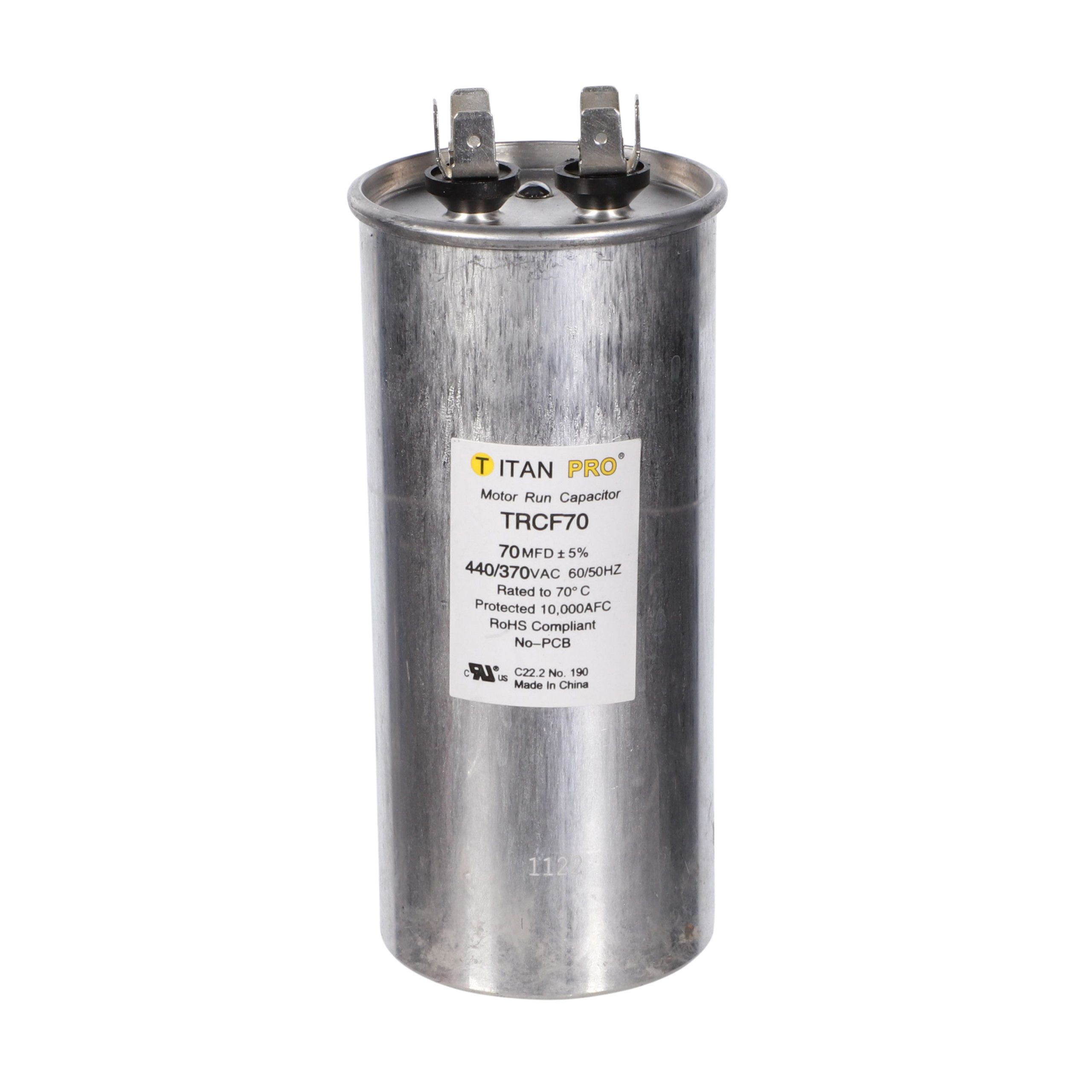 Packard Trcf70 Titan Procap 70 Mfd, 440/370V, Round Run Capacitor 1 Packard trcf70 titan procap 70 mfd, 440/370v, round run capacitor