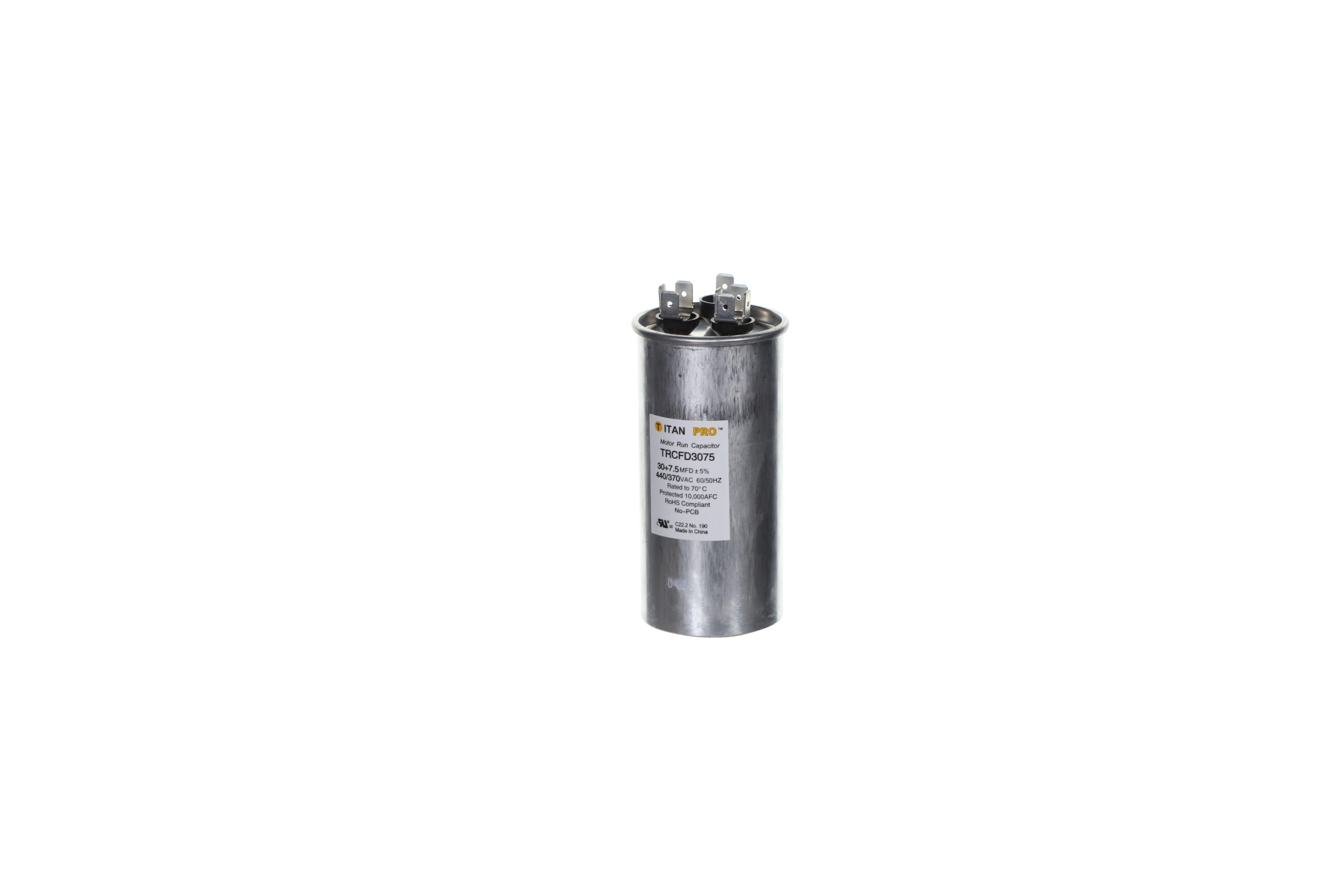 Packard Trcfd3075 Titan Procap 30+7.5 Mfd, 440/370V, Round Dual Run Capacitor 2 Packard trcfd3075 titan procap 30+7. 5 mfd, 440/370v, round dual run capacitor - image 2