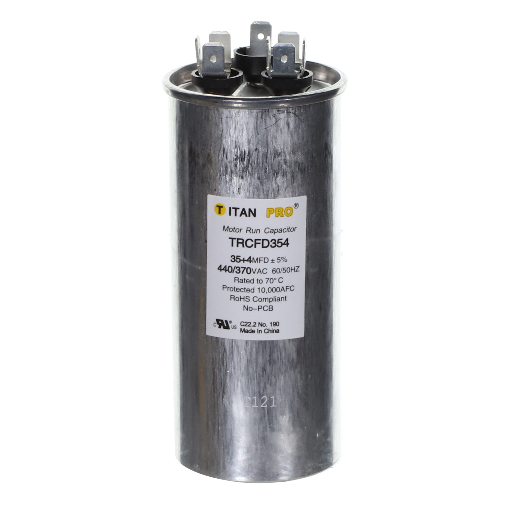Packard Trcfd354 Titan Procap 35+4 Mfd, 440/370V, Round Dual Run Capacitor 1 Packard trcfd354 titan procap 35+4 mfd, 440/370v, round dual run capacitor