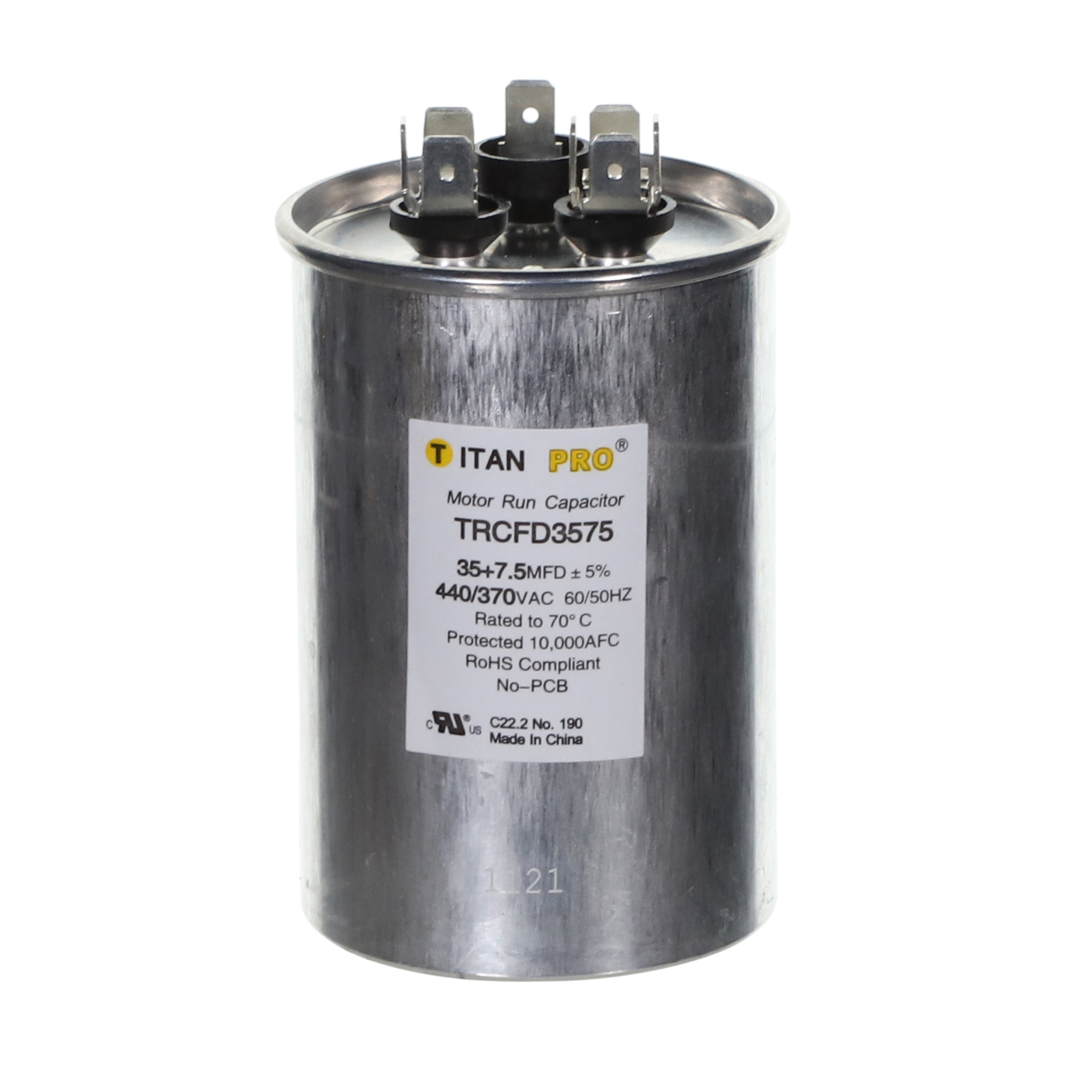 Packard Trcfd3575 Titan Procap 35+7.5 Mfd, 440/370V, Round Dual Run Capacitor 1 Packard trcfd3575 titan procap 35+7. 5 mfd, 440/370v, round dual run capacitor