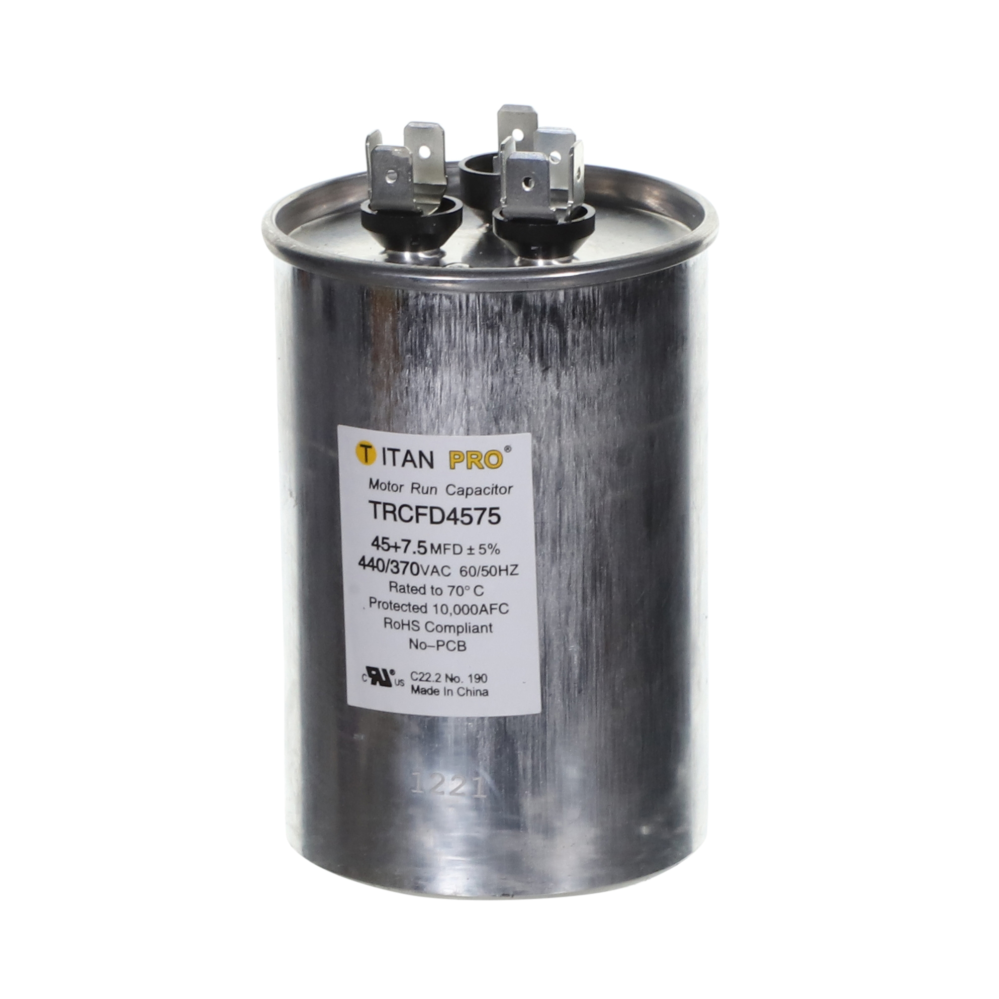 Packard Trcfd4575 Titan Procap 45+7.5 Mfd, 440/370V, Round Dual Run Capacitor 2 Packard trcfd4575 titan procap 45+7. 5 mfd, 440/370v, round dual run capacitor - image 2