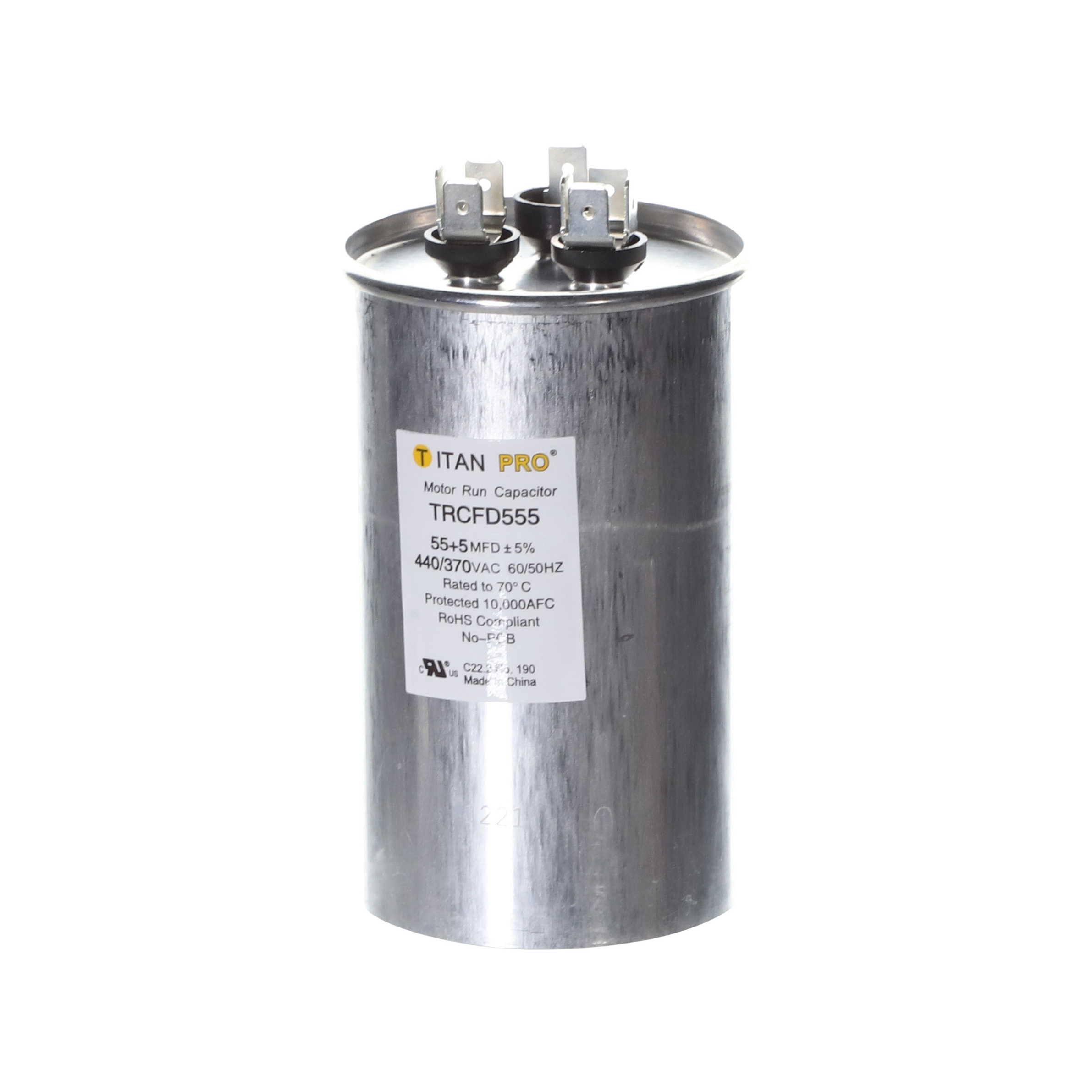 Packard Trcfd555 Titan Procap 55+5 Mfd, 440/370V, Round Dual Run Capacitor 2 Packard trcfd555 titan procap 55+5 mfd, 440/370v, round dual run capacitor - image 2