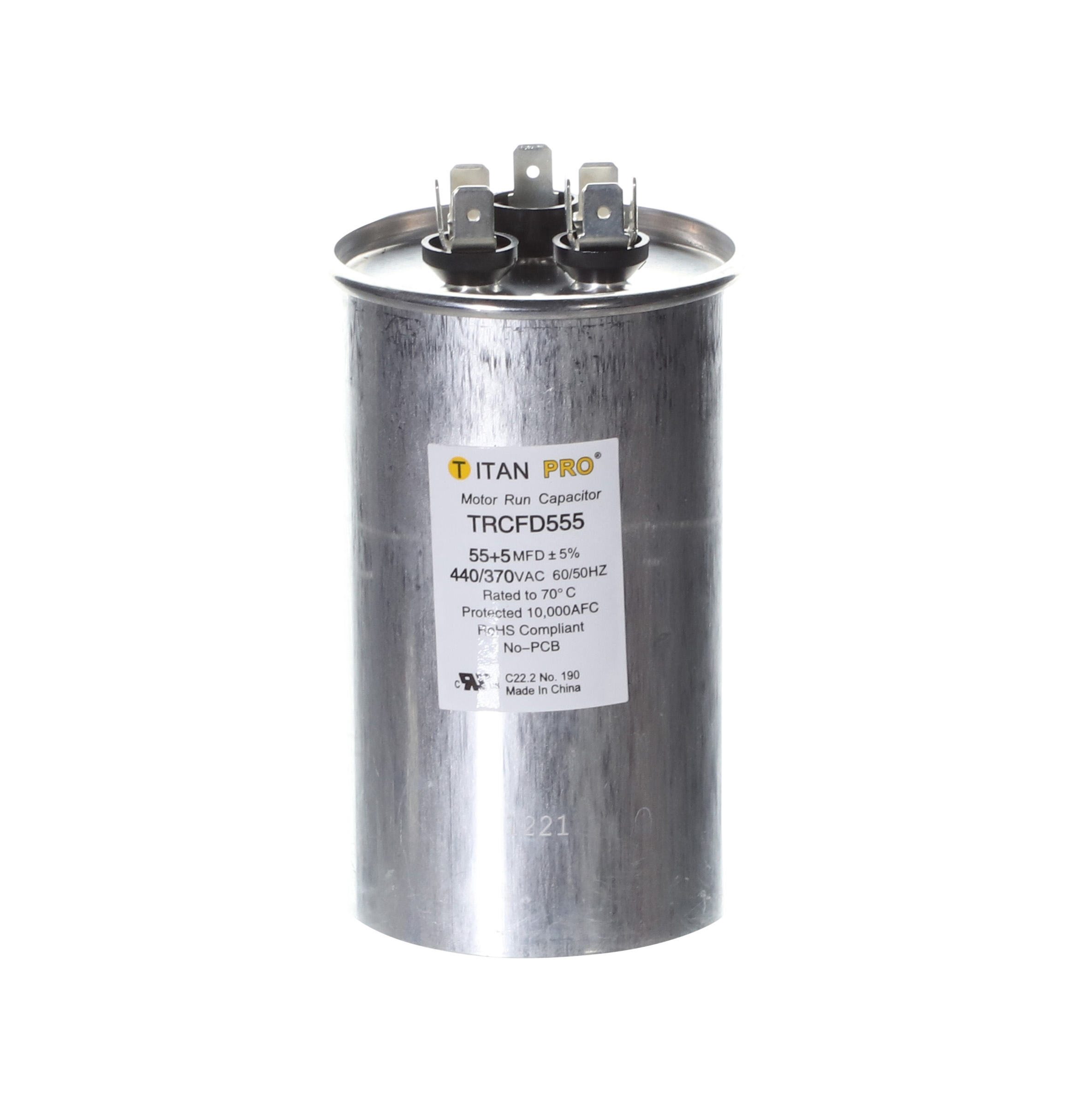 Packard Trcfd555 Titan Procap 55+5 Mfd, 440/370V, Round Dual Run Capacitor 1 Packard trcfd555 titan procap 55+5 mfd, 440/370v, round dual run capacitor