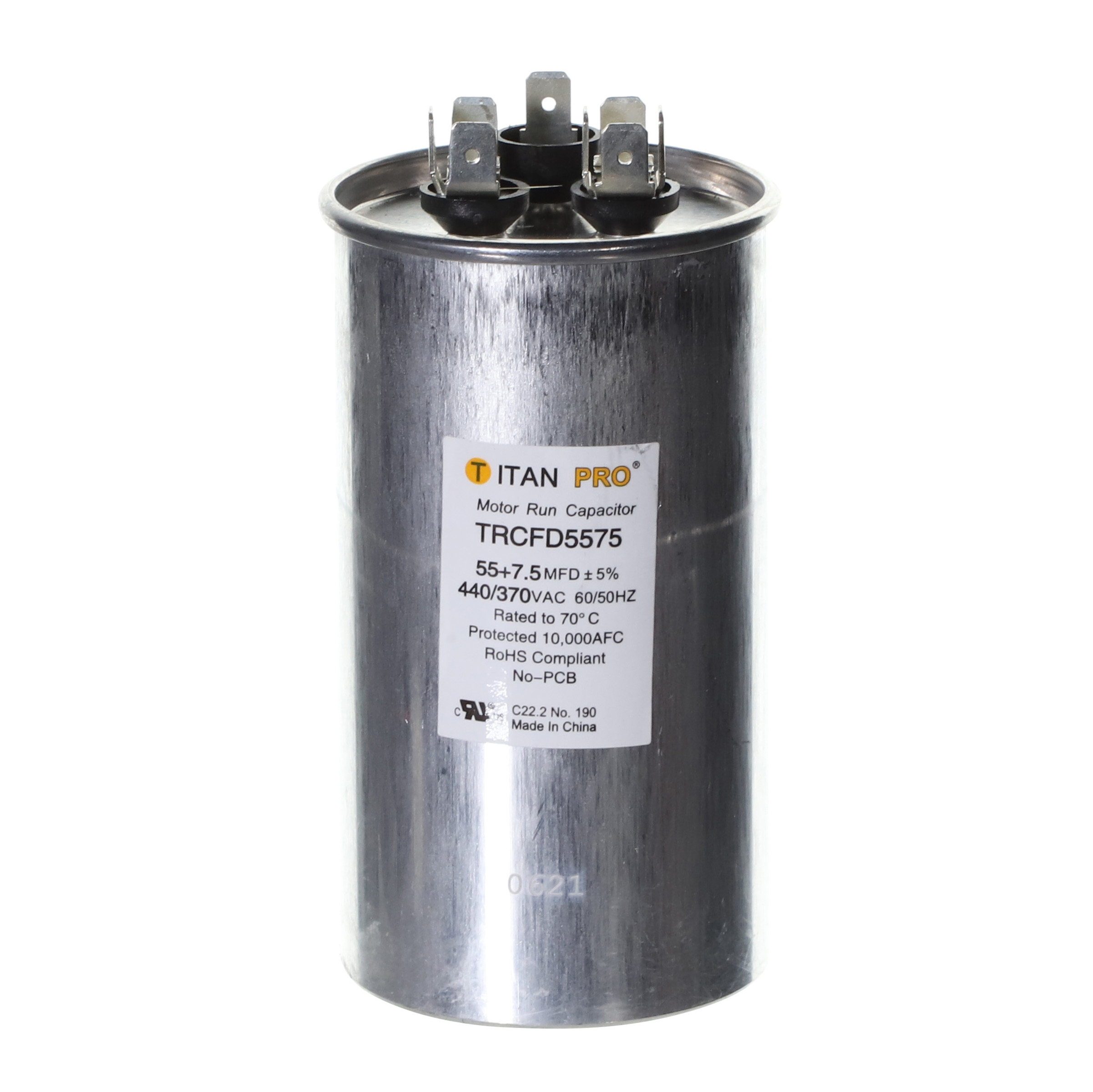Packard Trcfd5575 Titan Procap 55+7.5 Mfd, 440/370V, Round Dual Run Capacitor 1 Packard trcfd5575 titan procap 55+7. 5 mfd, 440/370v, round dual run capacitor