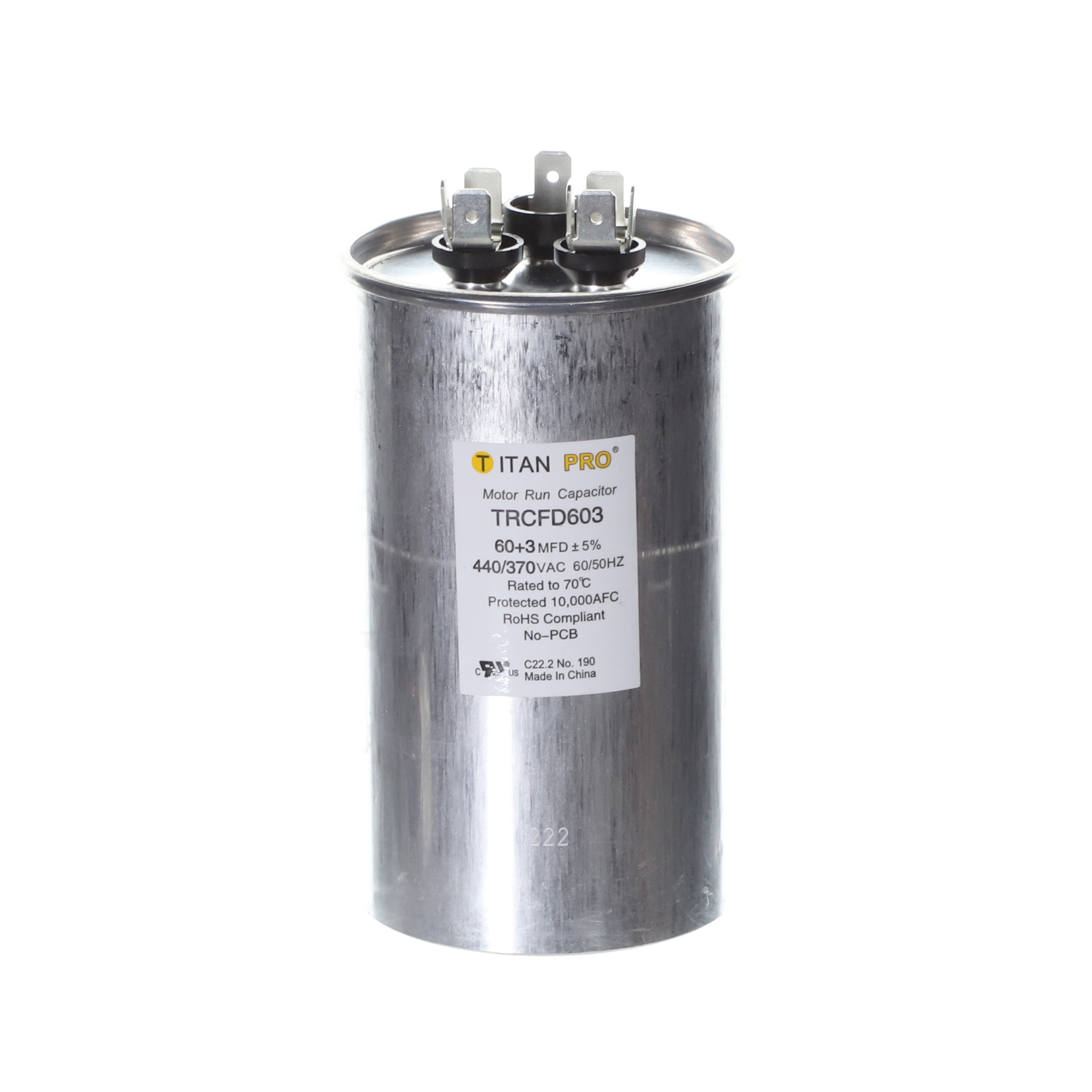Packard Trcfd603 Titan Procap 60+3 Mfd, 440/370V, Round Dual Run Capacitor 1 Packard trcfd603 titan procap 60+3 mfd, 440/370v, round dual run capacitor