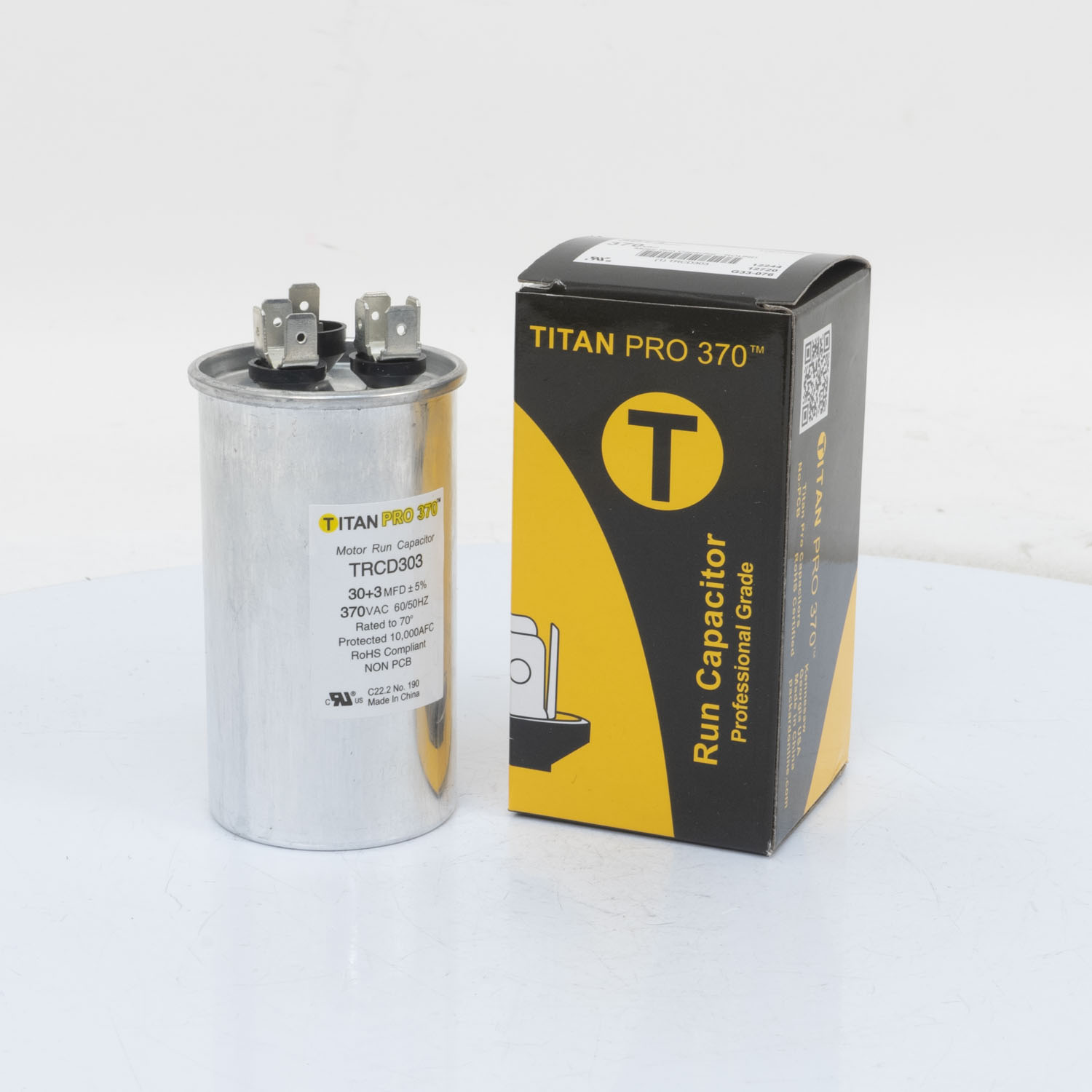 Packard trcd303 titan procap 30+3 mfd, 370v, round dual run capacitor