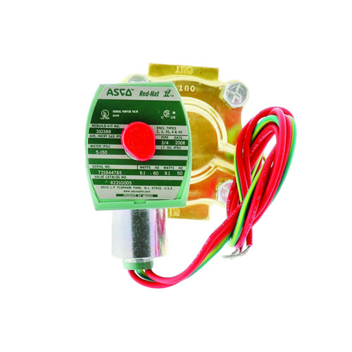 Asco 8221g5 2-way normally closed solenoid valve, 3/4" npt, 120vac, brass/nbr