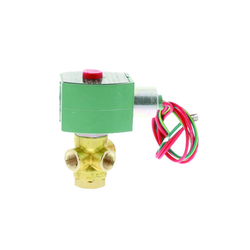 Asco 8320g184 3-way normally closed solenoid valve, 1/4" npt, 120vac, brass