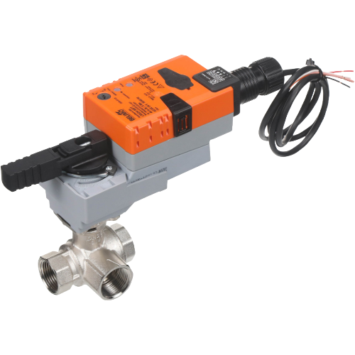 Belimo b320l+lrx24-mft bv 3/4" 3-way 12. 8 cv 24v ac/dc