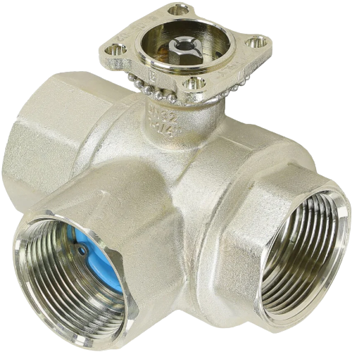 Belimo b331 ball valve, 1-1/4" npt, 25 cv, 3-way, nickel plated brass
