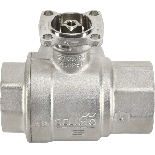 Belimo b332l ball valve, 1-1/4" npt, 3-way, 34 cv, modified linear, chilled/hot water