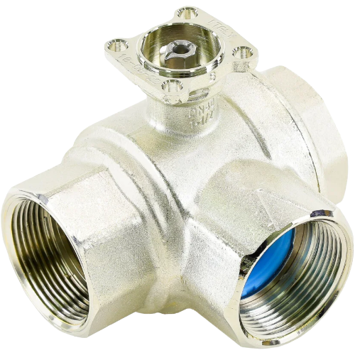 Belimo b338 ball valve, 1-1/2" npt, 19 cv, 3-way, nickel plated brass
