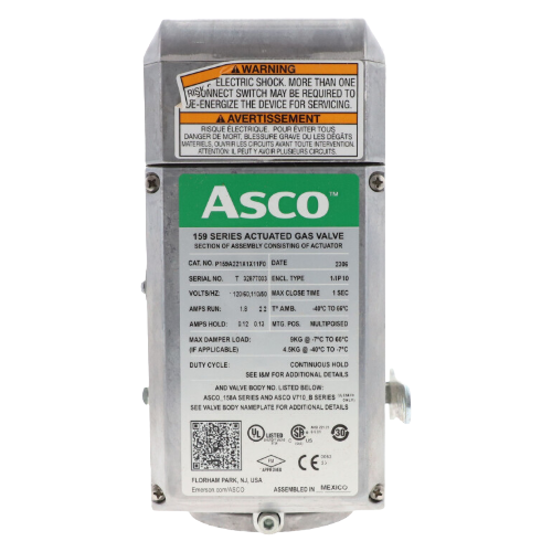 Asco p159a221x1x11f0 120v 1/2" on/off fast-open actuator