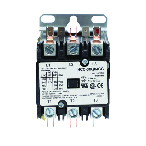 Aaon r88980 3-pole 40a 24v definite purpose contactor
