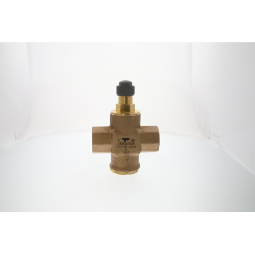 Honeywell v5863a3036 globe 3-way mixing valve, 1-1/4" npt, brass body
