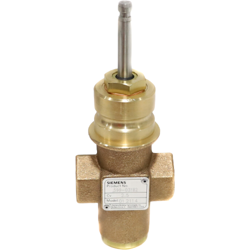 Siemens 599-03182 globe valve, 2-way nc, 1/2" npt, 2. 5 cv, bronze/brass