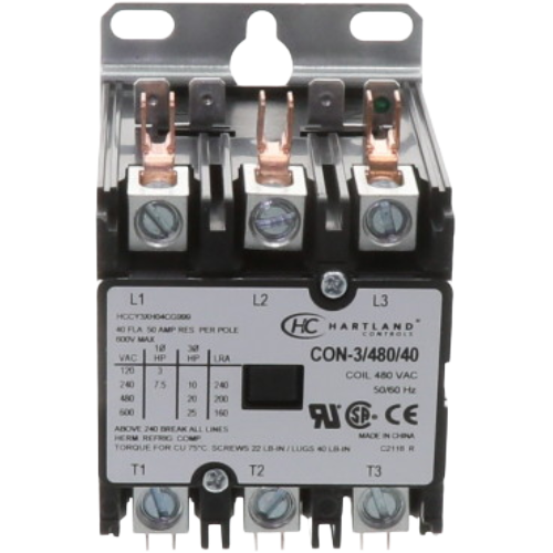 Con-3/480/40 hartland controls contactors jackson systems 34066