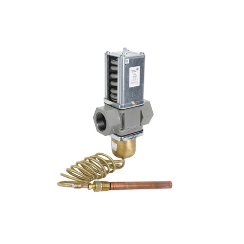 Johnson controls v47ae-3 1-1/4" npt cast iron direct acting temperature actuated water regulating valve