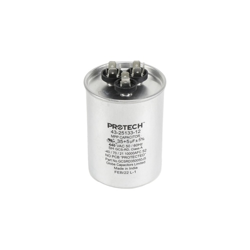 Rheem-ruud 43-25133-12 35/5 mfd 440vac round dual run capacitor