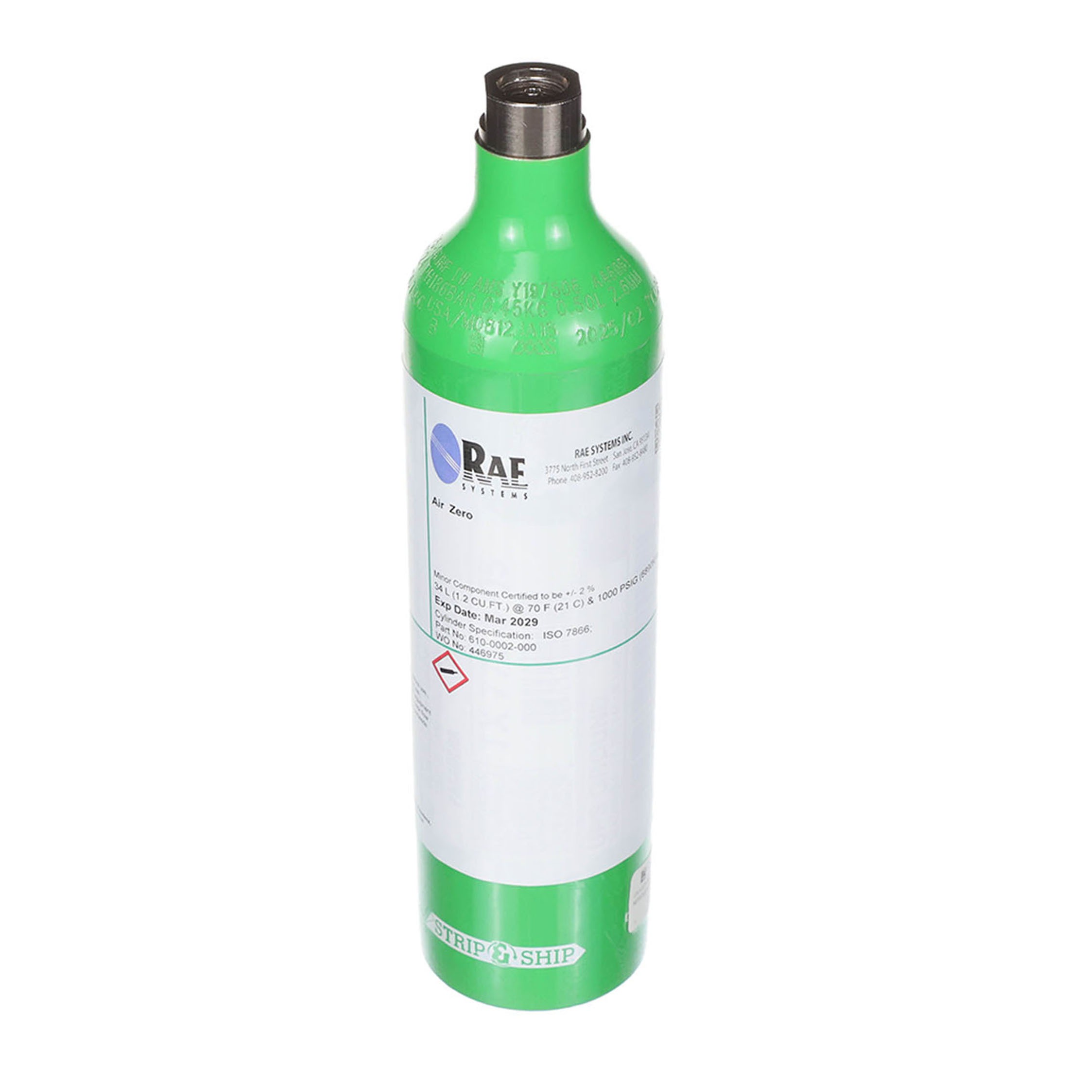 Honeywell 610-0002-000 zero grade gas cylinder 34l