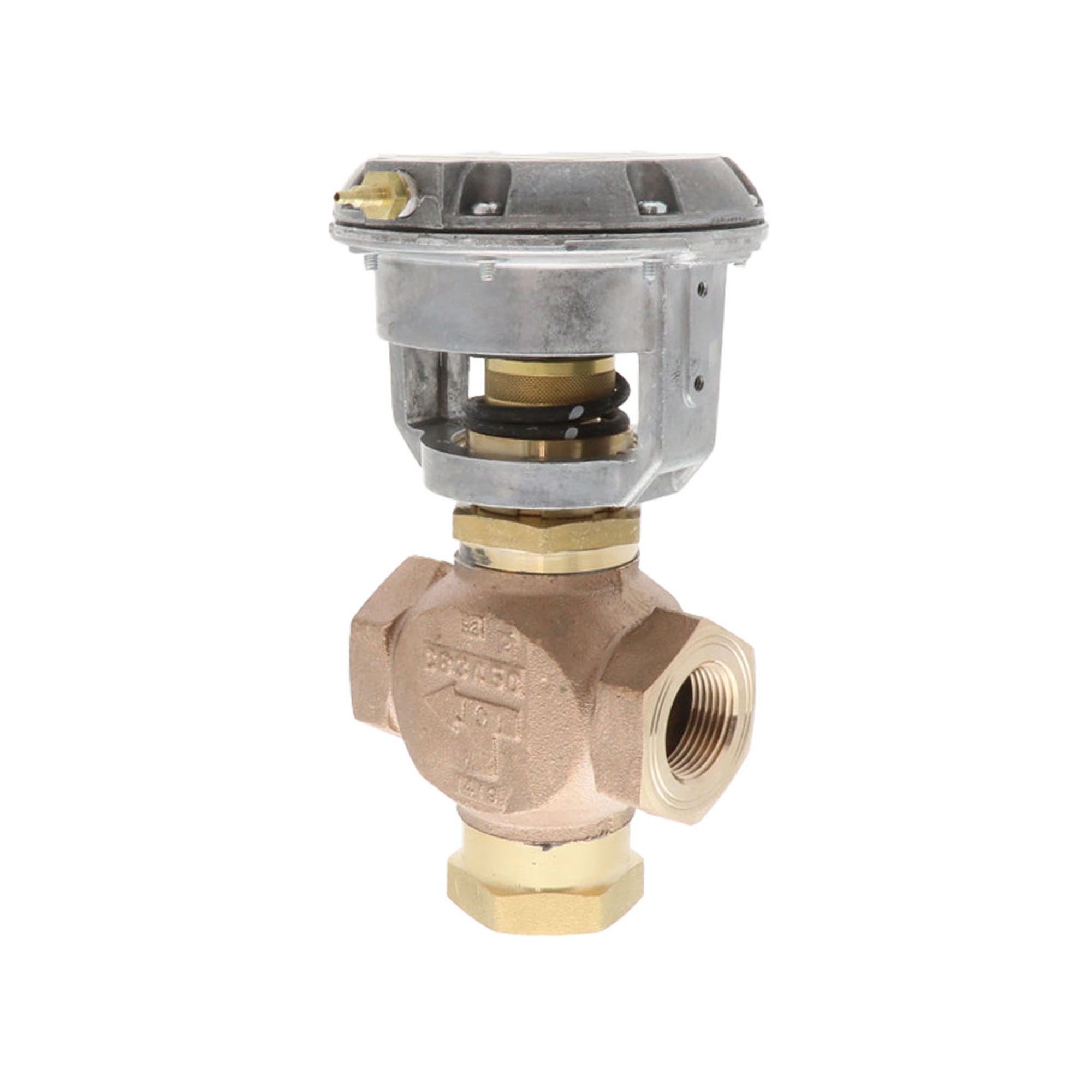 Johnson controls vg7842nt+3008d 3-way mixing valve assembly, 1" npt, 11. 6 cv, pneumatic actuator