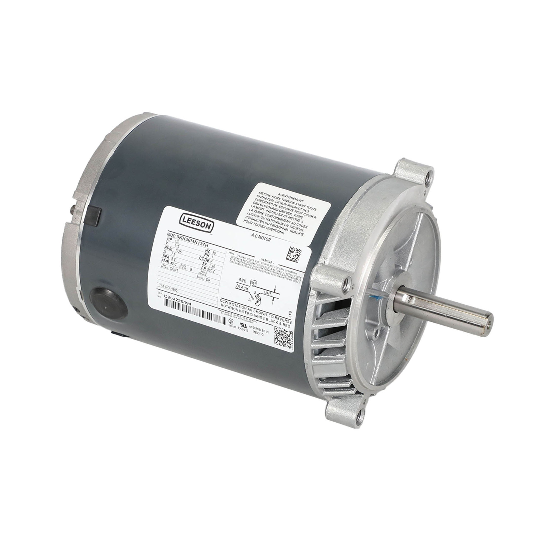 Regal rexnord marathon h290 115v 1ph 1/2hp 1725rpm general purpose motor