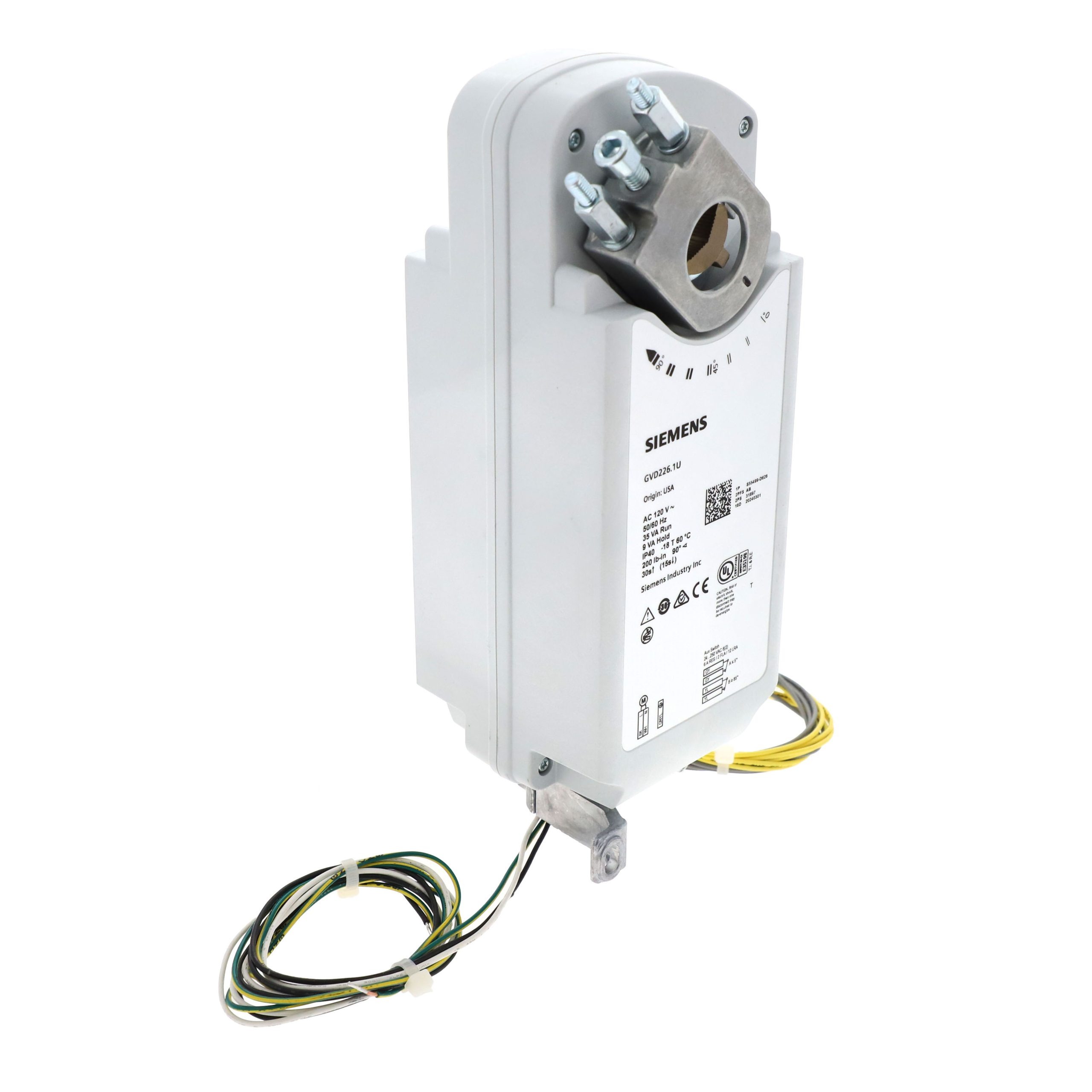 Siemens gvd226. 1u 120v 200 lb-in spring return 2-position fire & smoke actuator